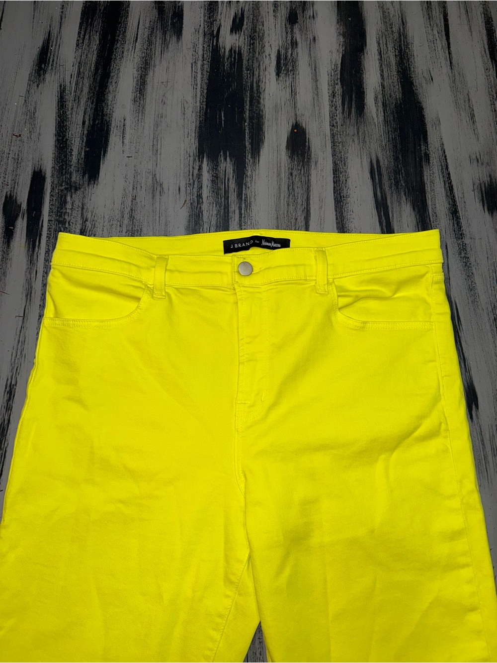 J BRAND Yellow Cropped Skinny Jeans Raw Fringe Hem Lemongrass Canary Denim 32 - Picture 14 of 15